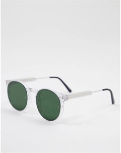 Солнцезащитные очки унисекс в круглой прозрачной оправе с зелеными линзами Post Punk Spitfire