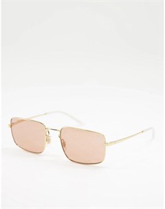 Женские прямоугольные солнцезащитные очки в стиле 90 х в золотистой оправе с розовыми линзами 0RB366 Ray-ban®