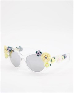 Солнцезащитные очки в прозрачной оправе с декоративной отделкой цветами Jeepers peepers