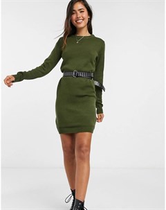 Зеленое платье джемпер с круглым вырезом в стиле гранж Brave soul