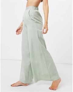Эксклюзивные пляжные брюки цвета хаки с завышенной талией и широкими штанинами Esmee