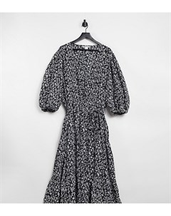 Платье миди с запахом ярусной юбкой и мелким цветочным принтом в винтажном стиле Glamorous curve