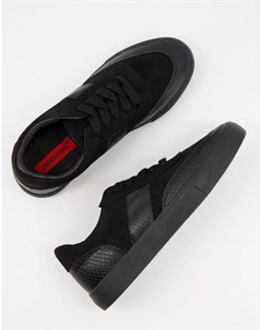 Черные кроссовки на шнуровке с полосками по бокам London rebel