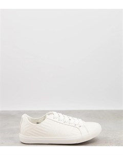 Белые кроссовки для широкой стопы со стеганой отделкой New look wide fit
