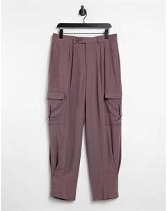 Строгие фиолетовые брюки с завышенной талией и широкими штанинами из фактурной ткани Asos design