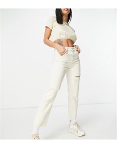 Светло бежевые джинсы прямого кроя в винтажном стиле 90 х с рваной отделкой Asyou