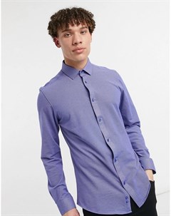 Синяя приталенная рубашка из пике Harry brown