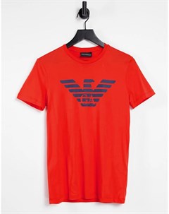 Красная футболка с логотипом в виде орла на груди Emporio armani