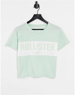 Зеленая футболка с логотипом Hollister