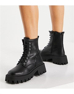 Черные ботинки для широкой стопы на шнуровке с увеличенным квадратным носком Avid Asos design