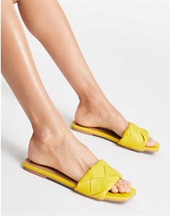 Желтые плетеные сандалии на плоской подошве Forty Asos design