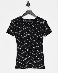 Черная футболка со сплошным принтом логотипа Love moschino