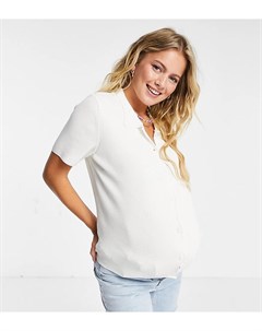 Кремовый джемпер с короткими рукавами и воротником ASOS DESIGN Maternity Asos maternity