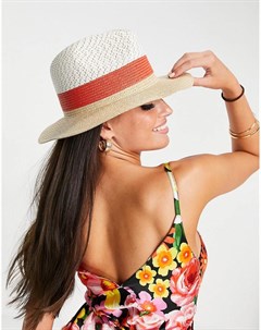 Двухцветная солнцезащитная шляпа белого с медно золотистым цвета с блестками French connection