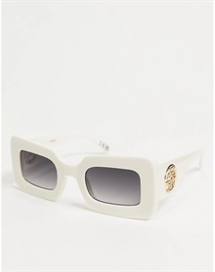Белые квадратные солнцезащитные очки в массивной оправе с металлической монограммой Asos design