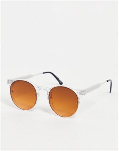 Солнцезащитные очки унисекс в круглой прозрачной оправе с коричневыми линзами Post Punk Spitfire