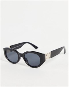 Овальные солнцезащитные очки черного цвета с металлической отделкой New look