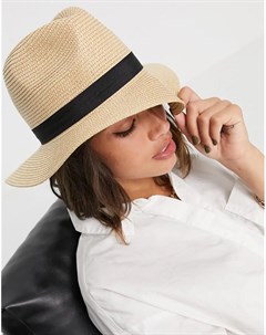 Солнцезащитная шляпа натурального цвета с черной лентой French connection