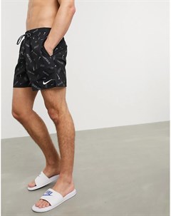 Черные шорты длиной 5 дюймов со сплошным принтом логотипа галочки Nike swimming