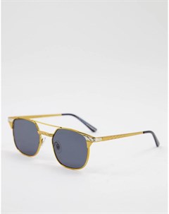 Солнцезащитные очки авиаторы унисекс из комбинированных металлов золотистого цвета с серебристыми эл Spitfire