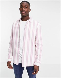 Рубашка навыпуск в полоску розового цвета Topman