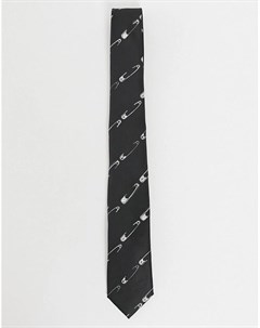Черный галстук в полоску в виде английских булавок Twisted tailor