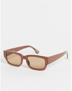Светло коричневые солнцезащитные очки в узкой квадратной оправе Asos design