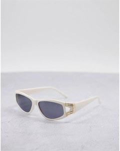 Солнцезащитные очки в угловатой оправе из переработанных материалов молочно белого цвета с металличе Asos design