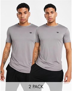 Набор из 2 светло серых футболок для занятий спортом Threadbare Active Threadbare fitness