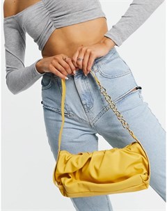 Присборенная сумка на плечо с цепочкой желтого лимонного цвета Glamorous