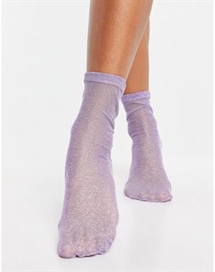 Сиреневые прозрачные носки до щиколотки с блестками Asos design