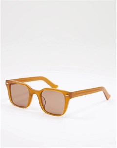Квадратные очки унисекс в оправе медово коричневого цвета с коричневыми линзами Lovejoy2 Spitfire
