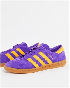 Фиолетово оранжевые кроссовки Hamburg Adidas originals