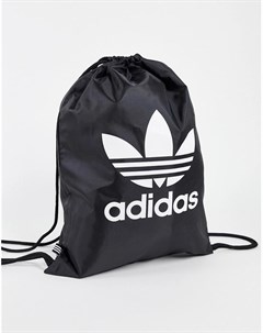 Черная сумка с затягивающимся шнурком и логотипом трилистником adicolor Adidas originals
