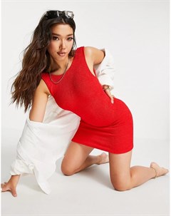 Красное пляжное платье из жатой ткани Asos design