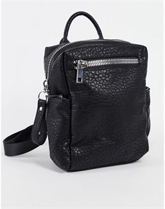 Черный рюкзак с зернистой фактурой и крупными молниями Asos design
