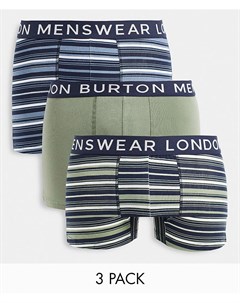 Набор из 3 боксеров брифов с разноцветными полосками Burton Burton menswear