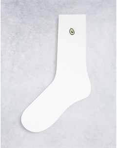 Белые носки с вышитым авокадо Topman