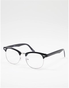 Черные солнцезащитные очки в стиле ретро с линзами голубоватого цвета Asos design