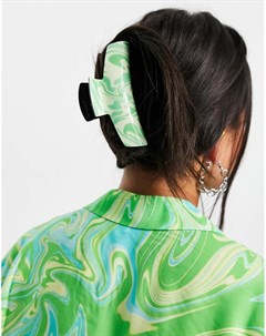 Зеленая заколка для волос с принтом завитков Asos design