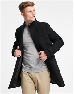 Черное пальто с воротником стойкой Burton Burton menswear
