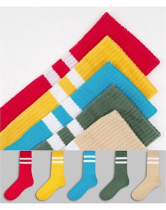Набор из 5 пар спортивных носков в стиле колор блок Asos design