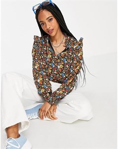 Разноцветная блузка с объемными рукавами Fleur Object