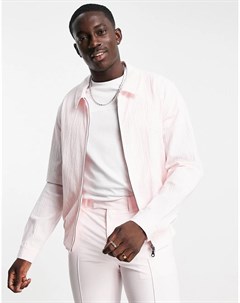 Розовая строгая куртка харрингтон из жатого хлопка от комплекта Asos design