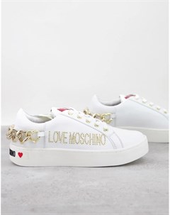 Белые кроссовки на платформе Love moschino