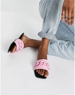 Розовые мюли из искусственной крокодиловой кожи с отделкой в виде цепочки Simmi London Tashina Simmi shoes