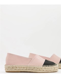 Эксклюзивные пудрово розовые кожаные эспадрильи на платформе с черной вставкой на носке Solillas®