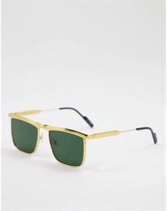 Солнцезащитные очки унисекс в золотистой металлической оправе с прямой верхней планкой и зелеными ли Spitfire