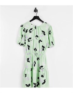 Зеленое платье мини с цветочным темным принтом Influence tall