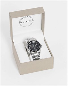 Серебристые мужские часы с черным циферблатом Bellfield